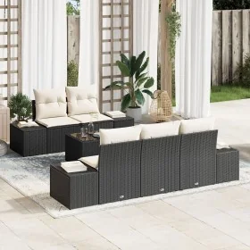 Conjunto de Sofá de Jardín de 6 Piezas con Cojines Negro Poliratán by , Outdoor sofas - Ref: Foro24-3355606, Price: 502,04 €,...