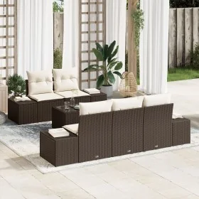 Juego de Sofá de Jardín de 6 Piezas con Cojines Ratán de Poliéster Marrón von , Outdoor-Sofas - Ref: Foro24-3355607, Preis: 5...