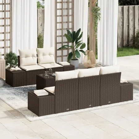 Juego de Sofá de Jardín de 6 Piezas con Cojines Ratán de Poliéster Marrón von , Outdoor-Sofas - Ref: Foro24-3355607, Preis: 5...