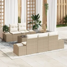 Conjunto de sofá de jardín de 6 piezas con cojines beige poliratán by , Outdoor sofas - Ref: Foro24-3355610, Price: 543,83 €,...