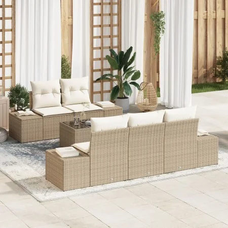 Conjunto de sofá de jardín de 6 piezas con cojines beige poliratán by , Outdoor sofas - Ref: Foro24-3355610, Price: 543,83 €,...