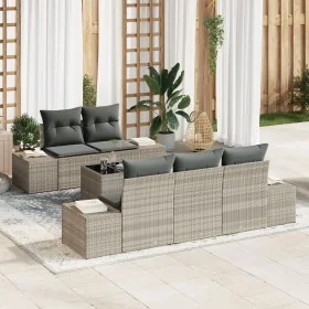 Juego de Sofás de Jardín de 6 piezas con Cojines Gris Claro Poliratán by , Outdoor sofas - Ref: Foro24-3355611, Price: 534,31...