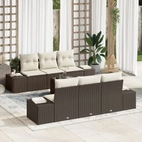 Juego de Sofá de Jardín de 7 Piezas con Cojines Marrón Poliratán by , Outdoor sofas - Ref: Foro24-3355617, Price: 569,00 €, D...