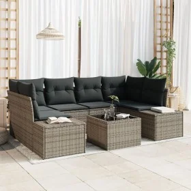 Juego de Sofá de Jardín de 7 Piezas con Cojines Gris Ratán Poli de , Sofás de exterior - Ref: Foro24-3355628, Precio: 495,35 ...