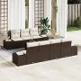 Set de Sofá de Jardín de 8 Piezas con Cojines Marrón de Poliratán de , Sofás de exterior - Ref: Foro24-3355637, Precio: 611,4...