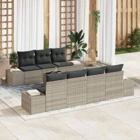 Conjunto de Sofá de Jardín de 8 Piezas con Cojines Gris Claro de Ratán Sintético von , Outdoor-Sofas - Ref: Foro24-3355641, P...