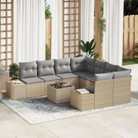 Juego de Sofá de Jardín de 9 Piezas con Cojines Beige Ratán de Polietileno von , Outdoor-Sofas - Ref: Foro24-3355669, Preis: ...