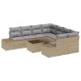 Juego de Sofá de Jardín de 9 Piezas con Cojines Beige Ratán de Polietileno by , Outdoor sofas - Ref: Foro24-3355669, Price: 6...