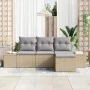 Juego de Sofá de Jardín de 4 Piezas con Cojines Beige Ratán Poliéster von , Outdoor-Sofas - Ref: Foro24-3355679, Preis: 309,8...