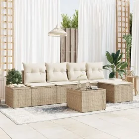 Conjunto de Sofá de Jardín de 6 Piezas con Cojines de Ratán Marrón von , Outdoor-Sofas - Ref: Foro24-3355700, Preis: 450,05 €...