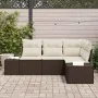 Juego de Sofá de Jardín de 4 Piezas con Cojines Marrón Ratán Poliéster by , Outdoor sofas - Ref: Foro24-3355707, Price: 347,5...