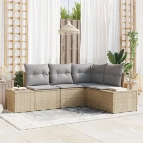 Juego de Sofá de Jardín de 4 Piezas con Cojines Beige Ratán Sintético by , Outdoor sofas - Ref: Foro24-3355709, Price: 335,22...