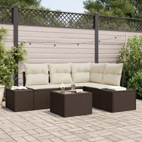 Conjunto de Sofá de Jardín de 4 Piezas con Cojines en Gris de Ratán de Poliéster von , Outdoor-Sofas - Ref: Foro24-3355717, P...