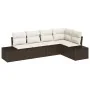 Juego de Sofá de Jardín de 5 Piezas con Cojines Marrón Poliratán by , Outdoor sofas - Ref: Foro24-3355727, Price: 401,74 €, D...