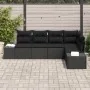 Set de Sofá de Jardín de 5 Piezas con Cojines Negro Poliratán by , Outdoor sofas - Ref: Foro24-3355732, Price: 385,48 €, Disc...
