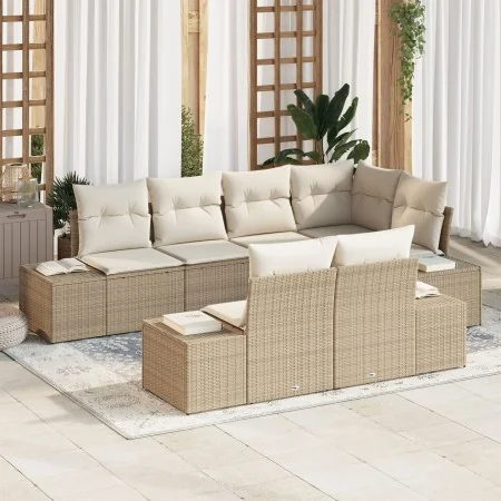 Juego de sofá de jardín de 7 piezas con cojines beige de ratán sintético von , Outdoor-Sofas - Ref: Foro24-3355770, Preis: 62...