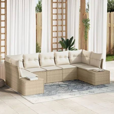 Conjunto de sofá de jardín de 7 piezas con cojines Beige Polyratán de , Sofás de exterior - Ref: Foro24-3355880, Precio: 527,...