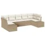 Conjunto de sofá de jardín de 7 piezas con cojines Beige Polyratán de , Sofás de exterior - Ref: Foro24-3355880, Precio: 527,...