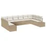 Conjunto de Sofás de Jardín de 10 piezas con Cojines Beige Ratán Poliéster by , Outdoor sofas - Ref: Foro24-3355910, Price: 6...