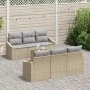 Juego de Sofá de Jardín de 7 Piezas con Cojines Beige Ratán Poliantacacia von , Outdoor-Sofas - Ref: Foro24-3356446, Preis: 5...