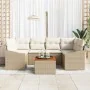 Juego de Sofá de Jardín de 7 Piezas con Cojines Beige Poliratán Acacia de , Sofás de exterior - Ref: Foro24-3356454, Precio: ...