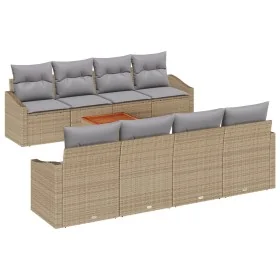 Conjunto de Sofá de Jardín de 7 Piezas con Cojines Beige Ratán Sintético Acacia von , Outdoor-Sofas - Ref: Foro24-3356474, Pr...