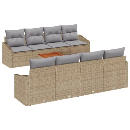 Conjunto de Sofá de Jardín de 7 Piezas con Cojines Beige Ratán Sintético Acacia by , Outdoor sofas - Ref: Foro24-3356474, Pri...