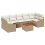 Juego de Sofá de Jardín de 8 Piezas con Cojines Beige Poliratán Acacia de , Sofás de exterior - Ref: Foro24-3356468, Precio: ...