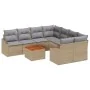 Juego de Sofás de Jardín de 9 Piezas con Cojines Beige Poliratán Acacia de , Sofás de exterior - Ref: Foro24-3356481, Precio:...