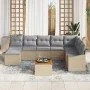 Juego de Sofá de Jardín de 9 Piezas con Cojines Beige Ratán Sintético Acacia by , Outdoor sofas - Ref: Foro24-3356537, Price:...