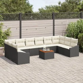 Juego de Sofá de Jardín de 11 piezas con Cojines Negro Poliratán Acacia von , Outdoor-Sofas - Ref: Foro24-3356549, Preis: 641...