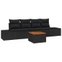 Juego de Sofá de Jardín de 5 Piezas con Cojines Negro Ratán Poli Acacia by , Outdoor sofas - Ref: Foro24-3356560, Price: 352,...