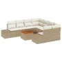 Juego de Sofá de Jardín de 9 Piezas con Cojines Beige Ratán Poliéster Acacia by , Outdoor sofas - Ref: Foro24-3356608, Price:...