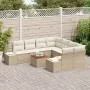 Juego de Sofá de Jardín de 9 Piezas con Cojines Beige Ratán Poliéster Acacia by , Outdoor sofas - Ref: Foro24-3356608, Price:...