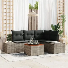 Juego de Sofá de Jardín de 5 Piezas con Cojines Gris Poliratán Acacia von , Outdoor-Sofas - Ref: Foro24-3356620, Preis: 369,8...