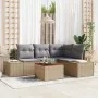 Conjunto de Sofá de Jardín de 5 Piezas con Cojines Beige de Poliratán Acacia by , Outdoor sofas - Ref: Foro24-3356621, Price:...