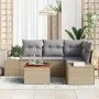 Conjunto de Sofá de Jardín de 5 Piezas con Cojines Beige de Poliratán Acacia by , Outdoor sofas - Ref: Foro24-3356621, Price:...