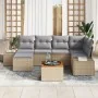 Conjunto de Sofá de Jardín de 7 Piezas con Cojines Beige de Poliratán Acacia by , Outdoor sofas - Ref: Foro24-3356649, Price:...