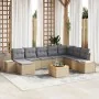 Conjunto de Sofá de Jardín de 9 Piezas con Cojines Beige Poliratán Acacia von , Outdoor-Sofas - Ref: Foro24-3356663, Preis: 5...