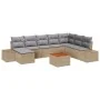 Conjunto de Sofá de Jardín de 9 Piezas con Cojines Beige Poliratán Acacia von , Outdoor-Sofas - Ref: Foro24-3356663, Preis: 5...