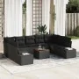 Juego de Sofá de Jardín de 10 Piezas con Cojines Ratán Sintético Negro Acacia by , Outdoor sofas - Ref: Foro24-3356672, Price...