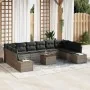 Juego de Sofá de Jardín de 11 Piezas con Cojines Gris Poliratán Acacia von , Outdoor-Sofas - Ref: Foro24-3356676, Preis: 701,...