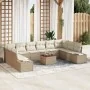 Juego de sofá de jardín de 11 piezas con cojines Beige Ratán poliéster Acacia von , Outdoor-Sofas - Ref: Foro24-3356678, Prei...