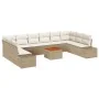 Juego de sofá de jardín de 11 piezas con cojines Beige Ratán poliéster Acacia von , Outdoor-Sofas - Ref: Foro24-3356678, Prei...