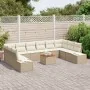 Juego de sofá de jardín de 11 piezas con cojines Beige Ratán poliéster Acacia von , Outdoor-Sofas - Ref: Foro24-3356678, Prei...