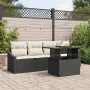 Juego de Sofá de Jardín Set de 5 Negro, Crema Ratán, Poliéster de , Sofás de exterior - Ref: Foro24-3357640, Precio: 377,13 €...