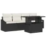 Juego de Sofá de Jardín Set de 5 Negro, Crema Ratán, Poliéster de , Sofás de exterior - Ref: Foro24-3357640, Precio: 377,13 €...