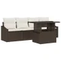 Set de Sofá de Jardín de 5 Piezas con Cojines Marrón Ratán Poliéster by , Outdoor sofas - Ref: Foro24-3357641, Price: 389,00 ...