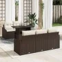 Juego de Sofá de Jardín Set de 6 Marrón Poliratán, Tela by , Outdoor sofas - Ref: Foro24-3357651, Price: 521,80 €, Discount: %
