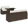 Juego de Sofá de Jardín Set de 6 Marrón Poliratán, Tela by , Outdoor sofas - Ref: Foro24-3357651, Price: 521,80 €, Discount: %
